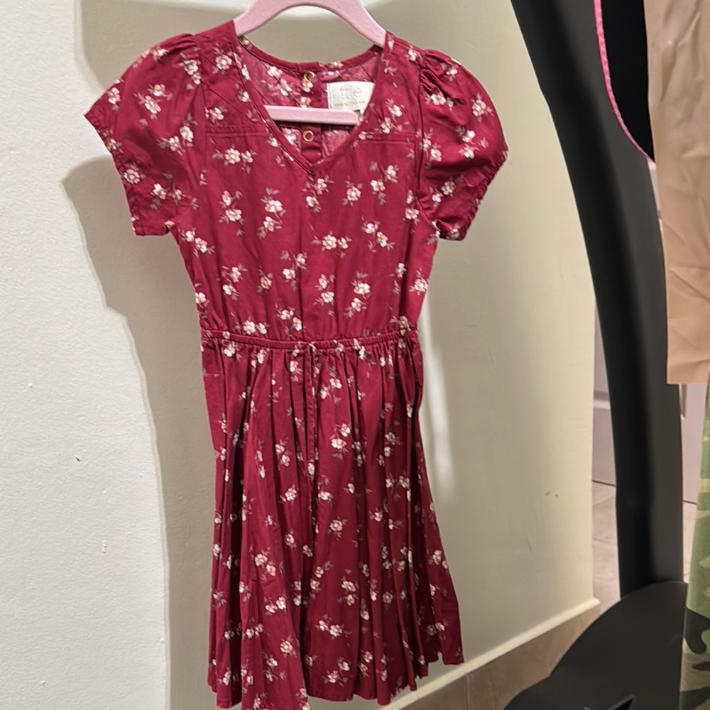 Red Pleated Puff Sleeve Sundress